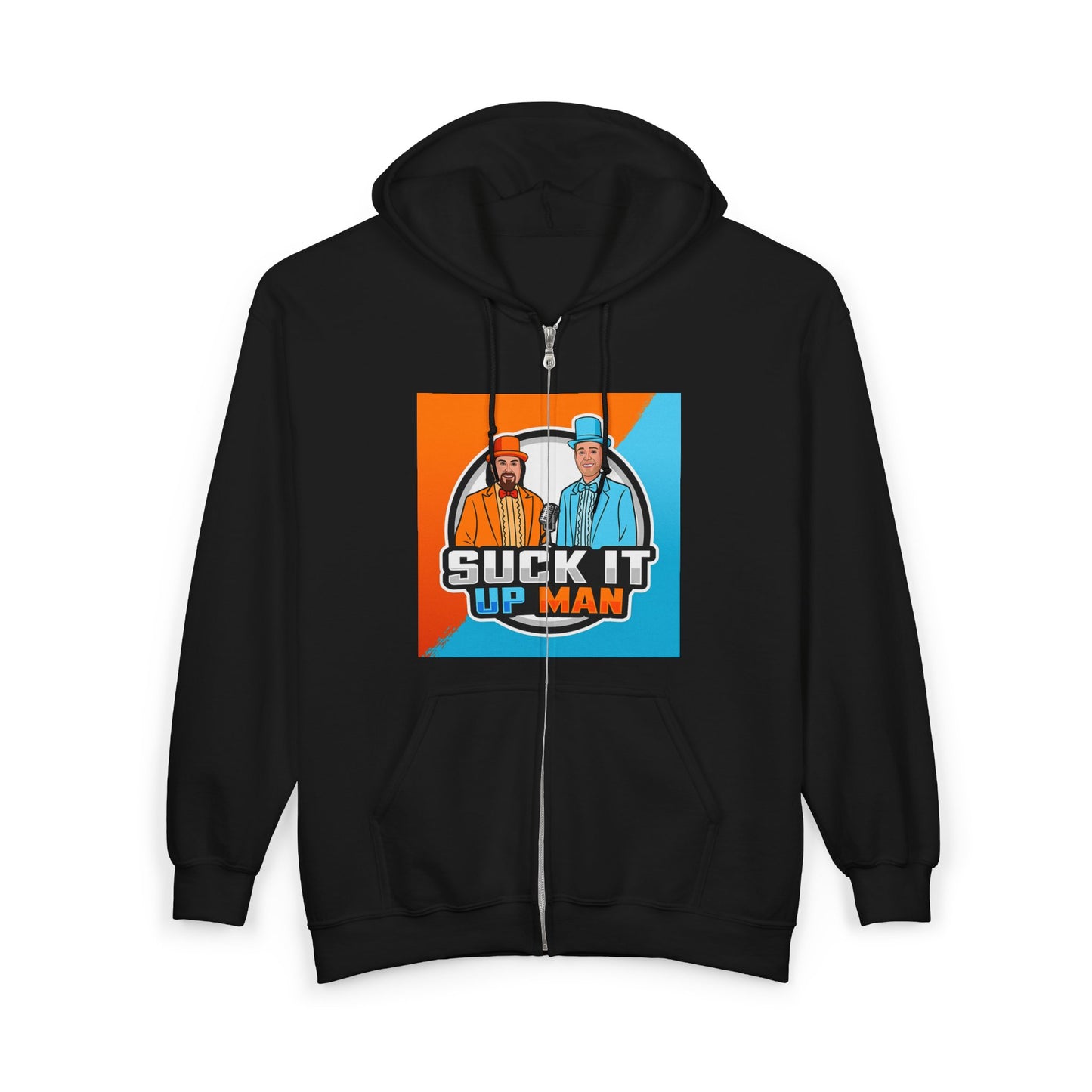 Humorous Unisex Zip-Up Hoodie - 'Suck It Up Man'
