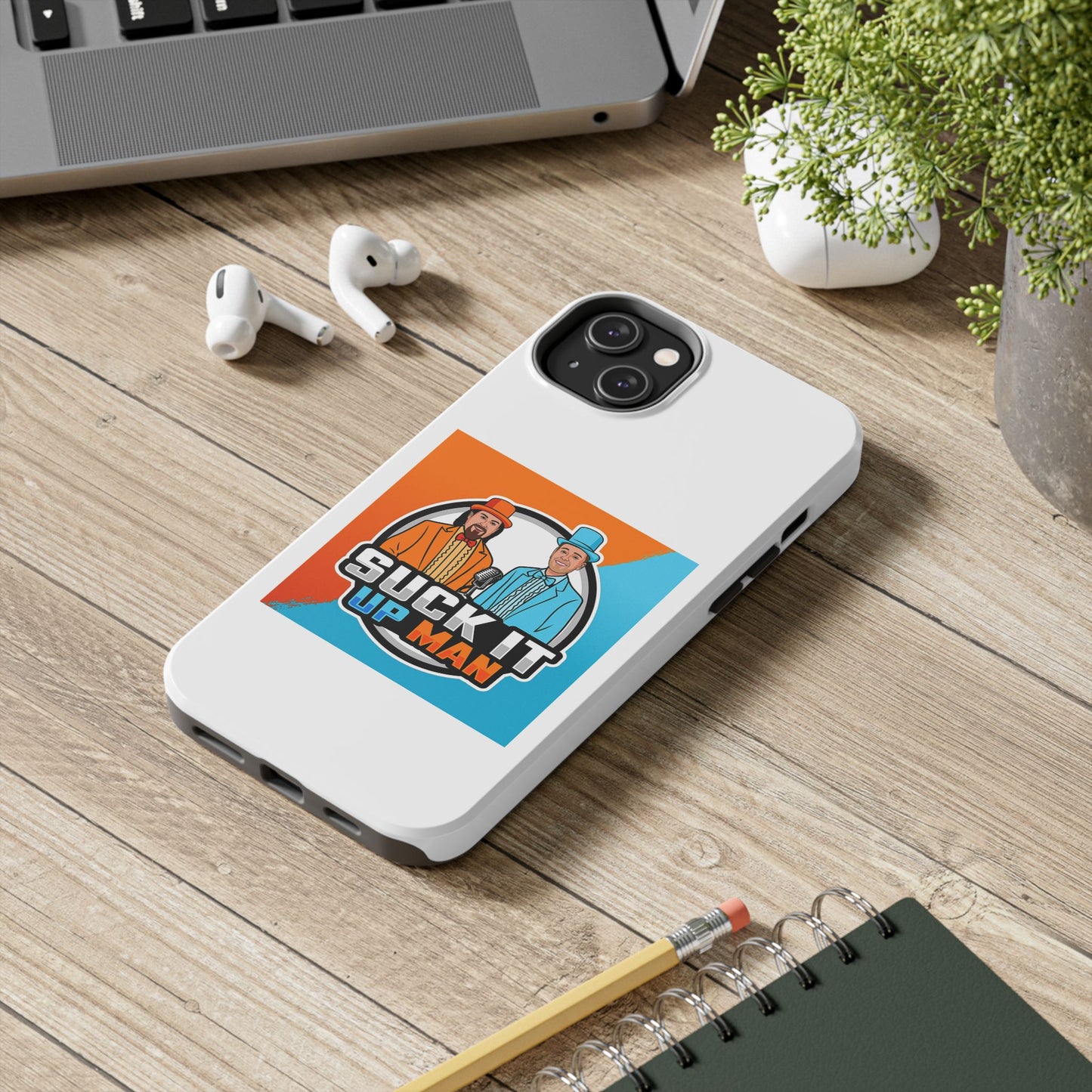 Colorful Tough Phone Case with 'Suck It Up Man' Design