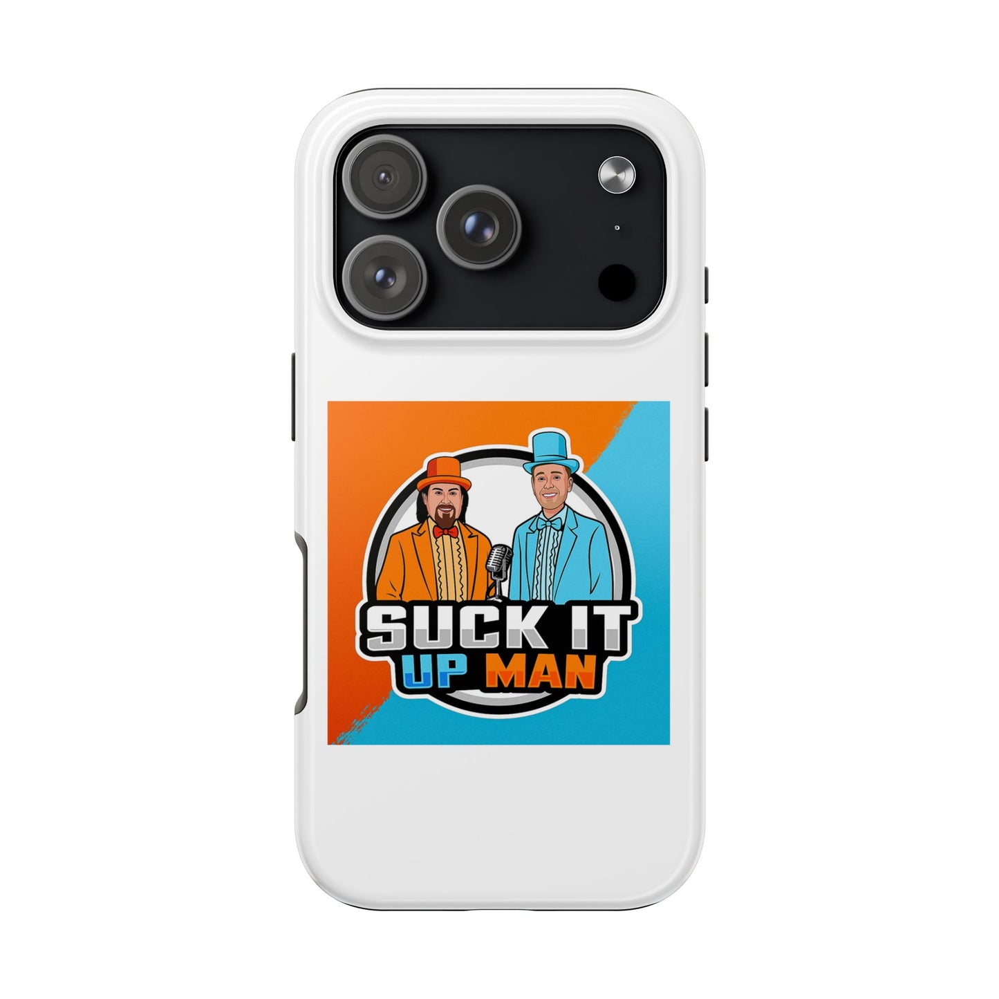 Colorful Tough Phone Case with 'Suck It Up Man' Design
