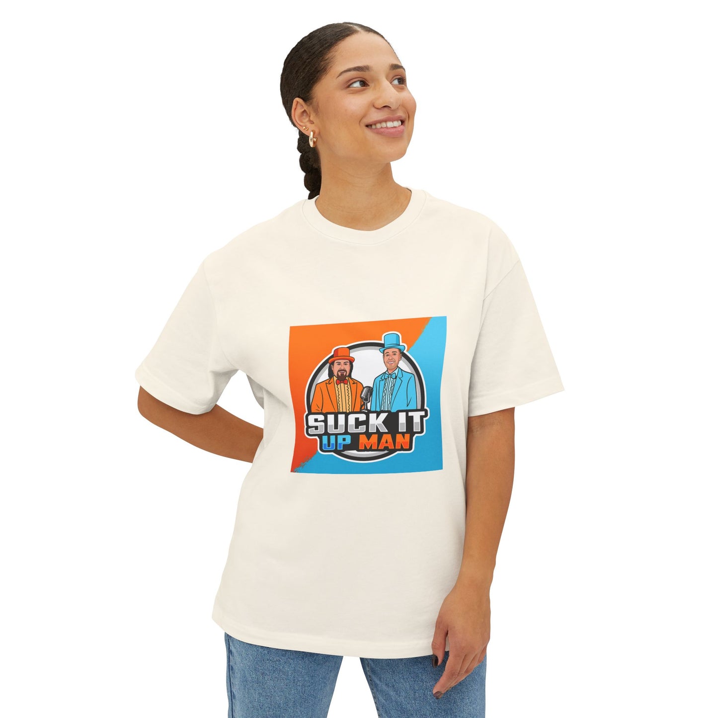 Suck It Up Man Oversized Tee for Fun-Loving Friends
