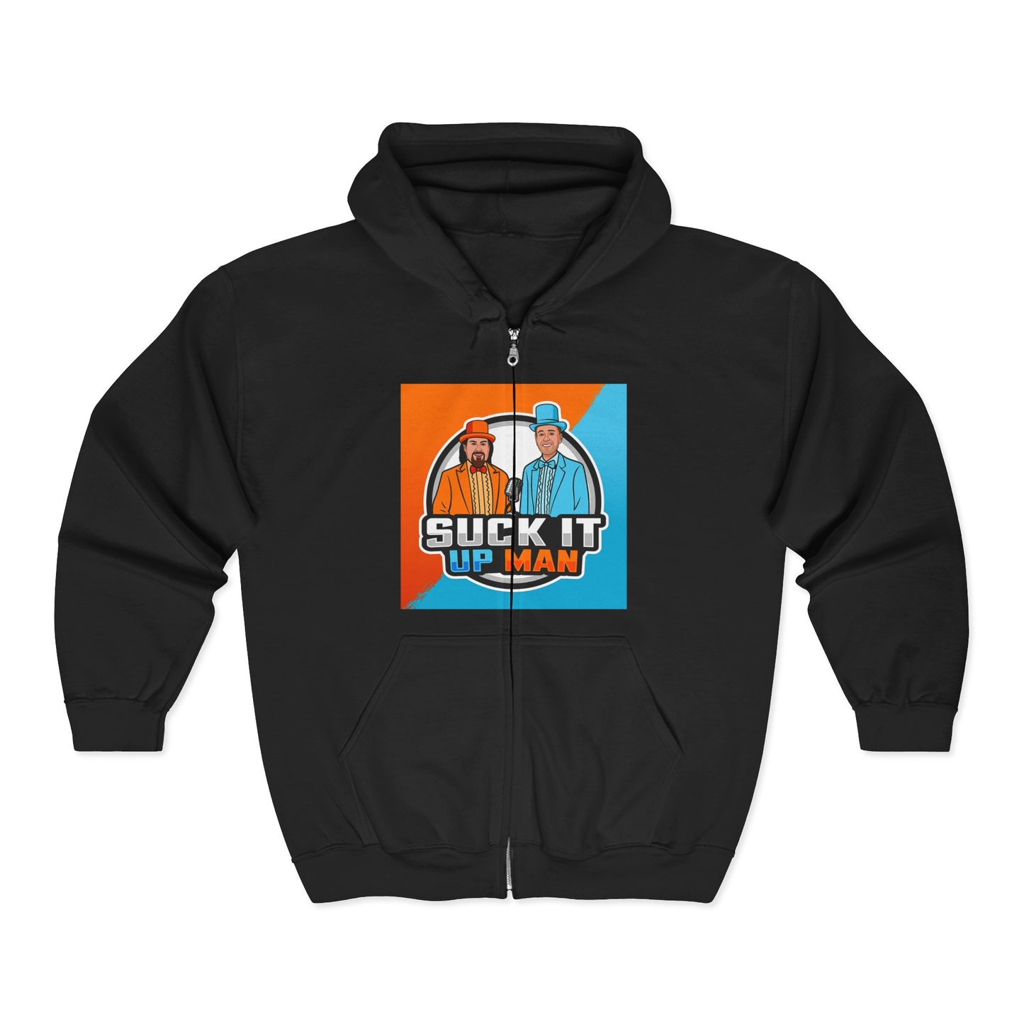 Humorous Unisex Zip-Up Hoodie - 'Suck It Up Man'