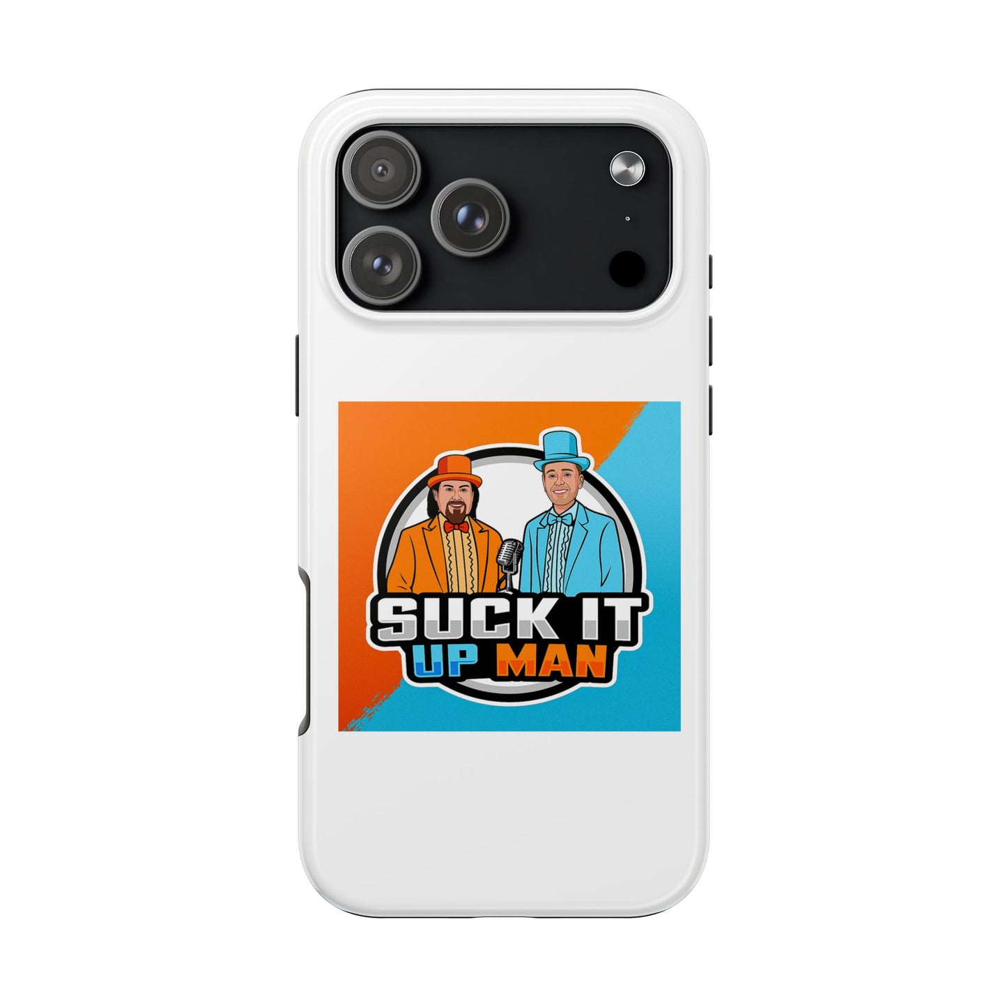 Colorful Tough Phone Case with 'Suck It Up Man' Design