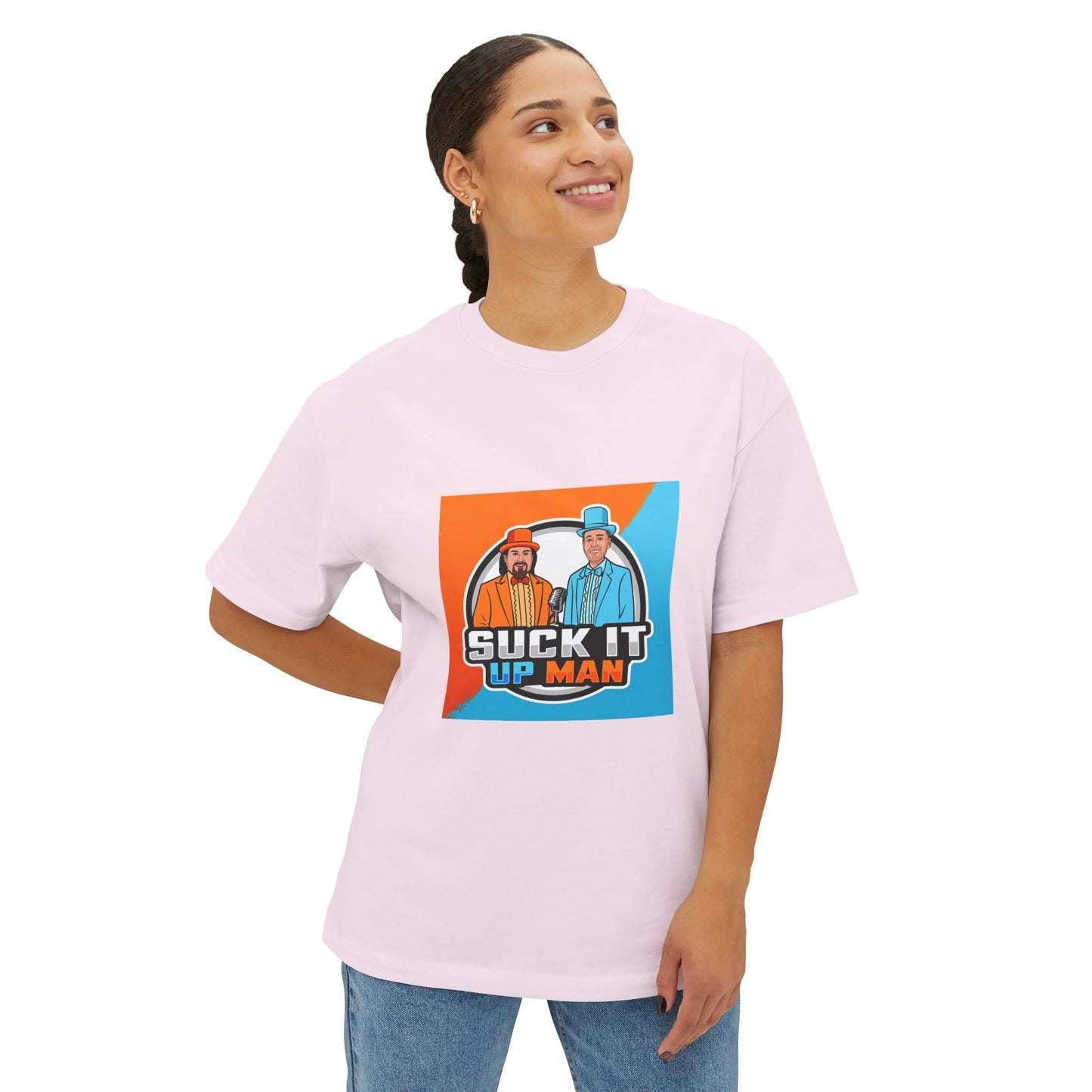 Suck It Up Man Oversized Tee for Fun-Loving Friends