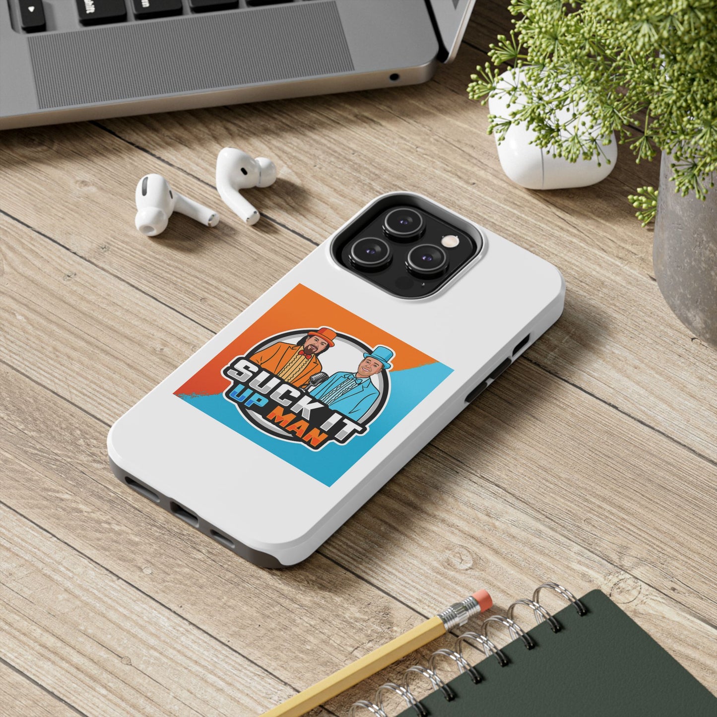 Colorful Tough Phone Case with 'Suck It Up Man' Design