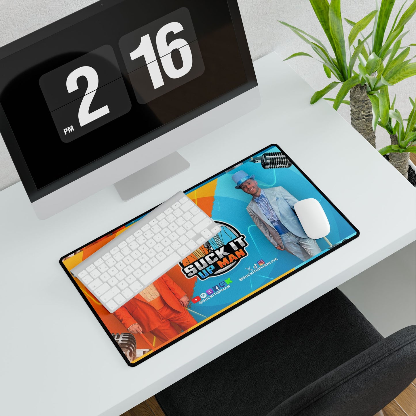 Suck It Up Man Desk Mat - Fun Office Accessory for Artists and Creatives
