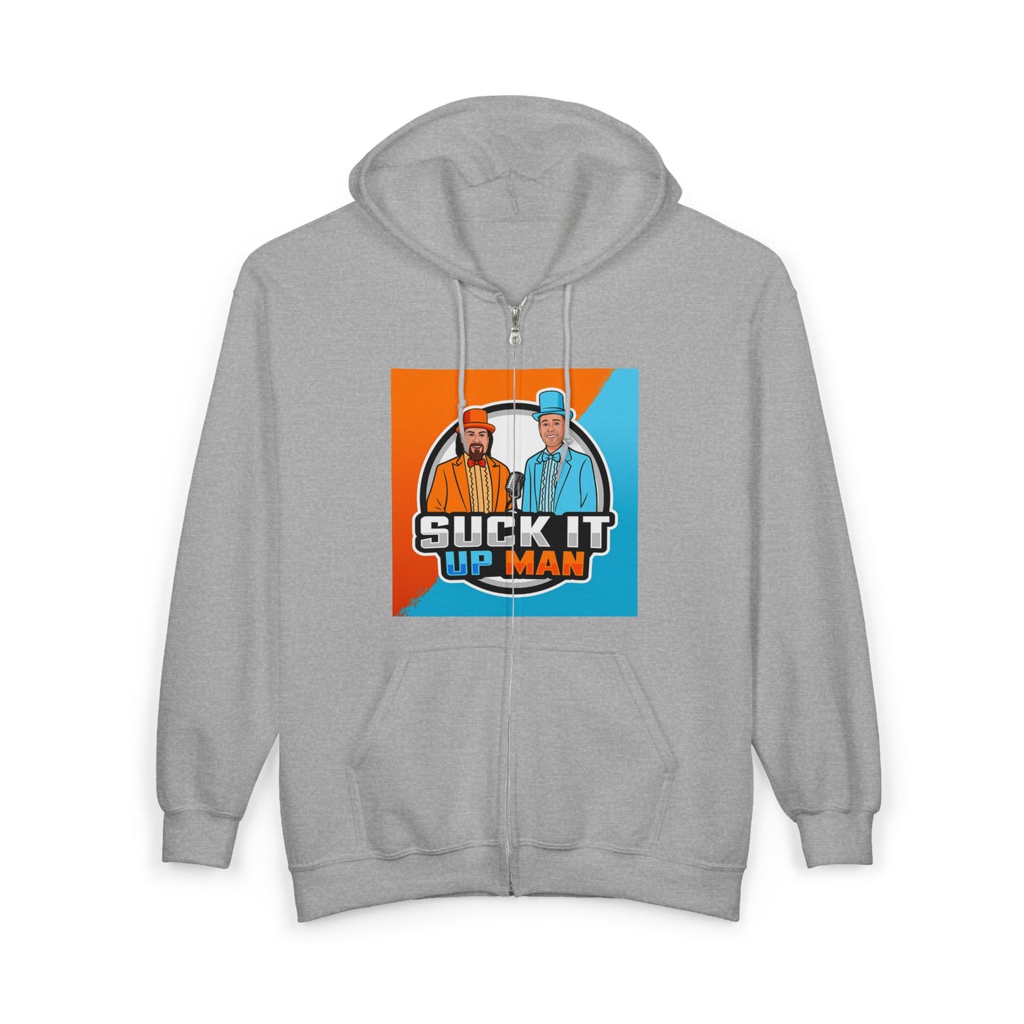 Humorous Unisex Zip-Up Hoodie - 'Suck It Up Man'
