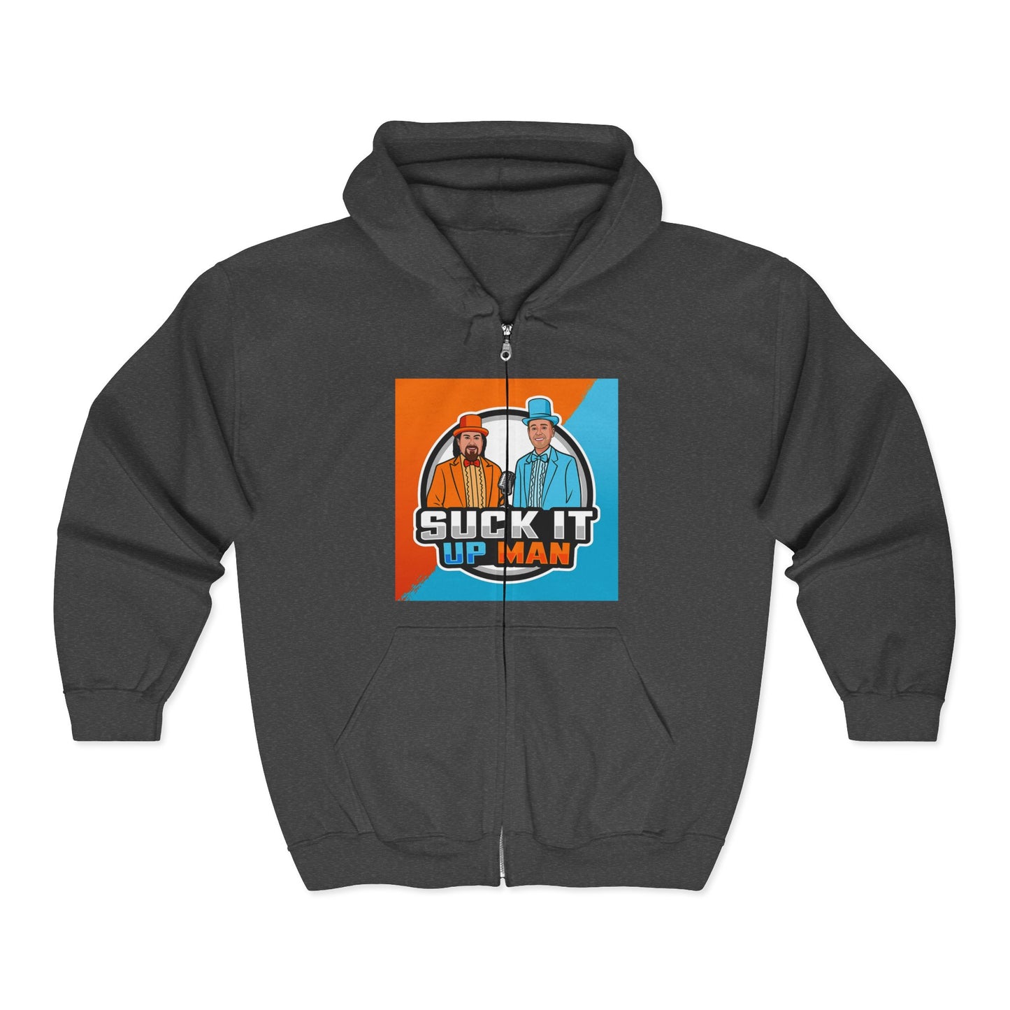 Humorous Unisex Zip-Up Hoodie - 'Suck It Up Man'
