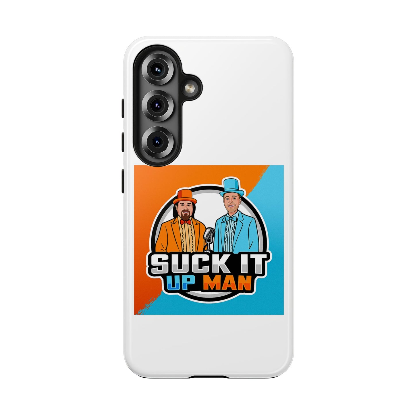 Colorful Tough Phone Case with 'Suck It Up Man' Design