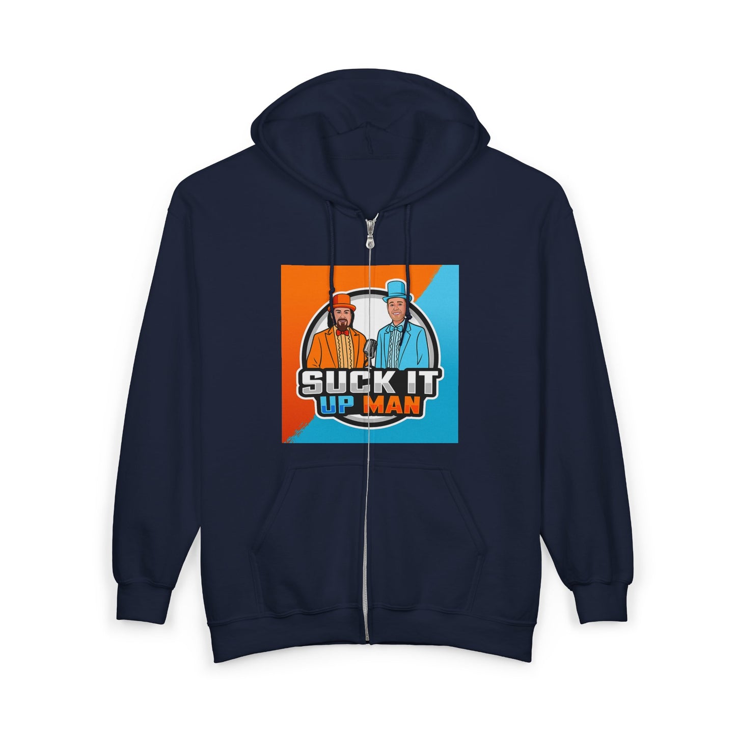 Humorous Unisex Zip-Up Hoodie - 'Suck It Up Man'