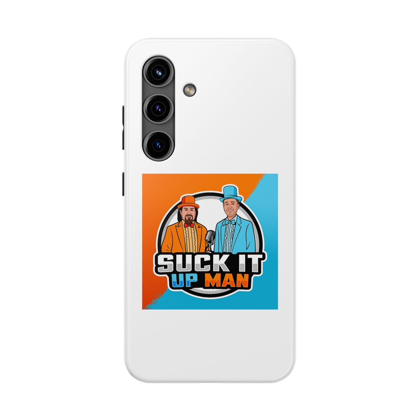 Colorful Tough Phone Case with 'Suck It Up Man' Design