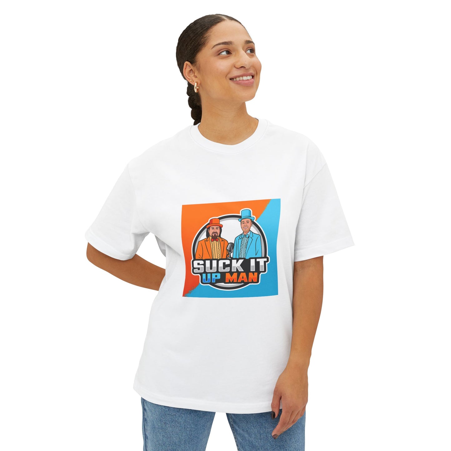 Suck It Up Man Oversized Tee for Fun-Loving Friends