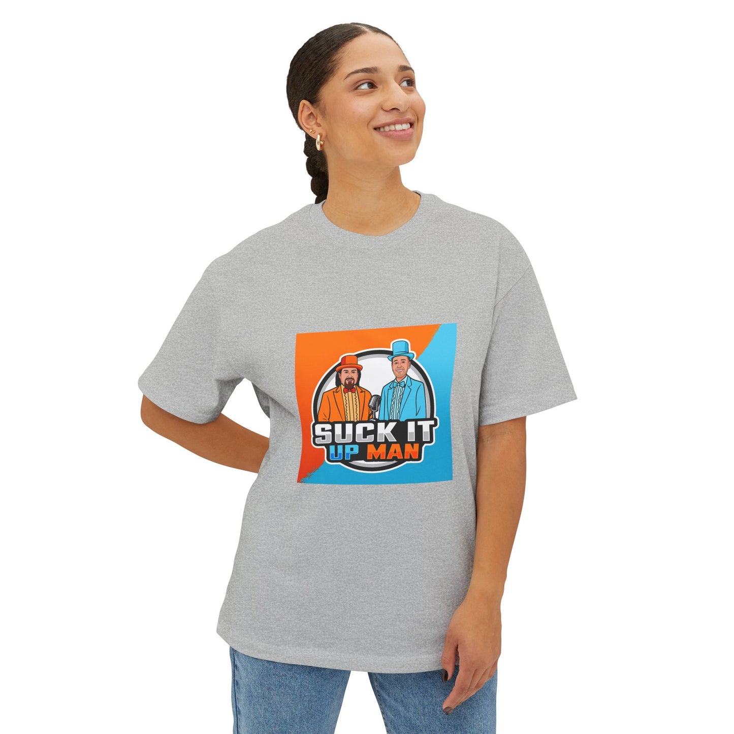 Suck It Up Man Oversized Tee for Fun-Loving Friends