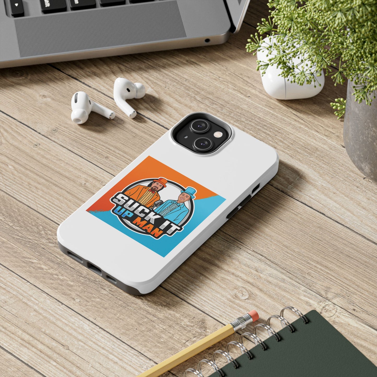Colorful Tough Phone Case with 'Suck It Up Man' Design