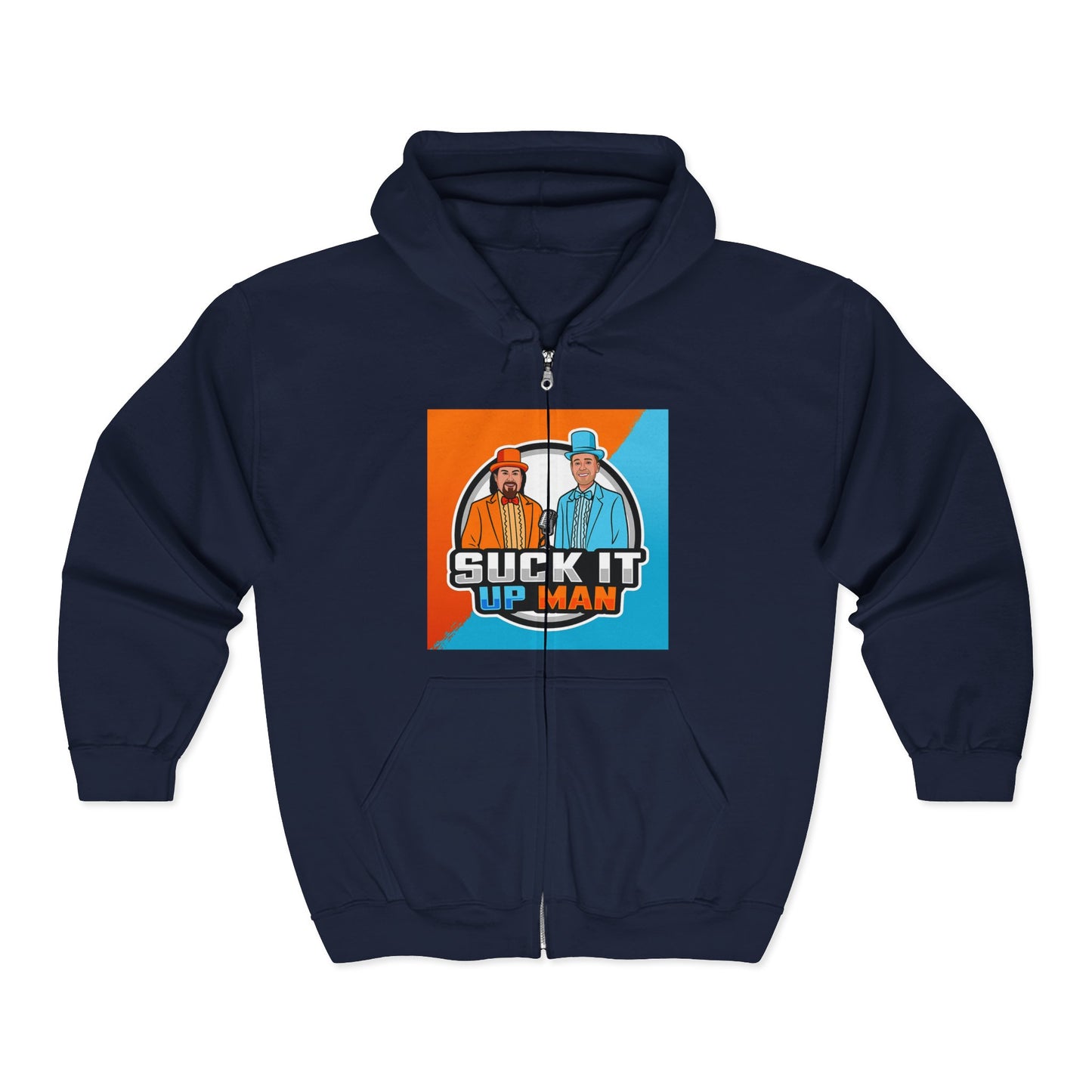 Humorous Unisex Zip-Up Hoodie - 'Suck It Up Man'