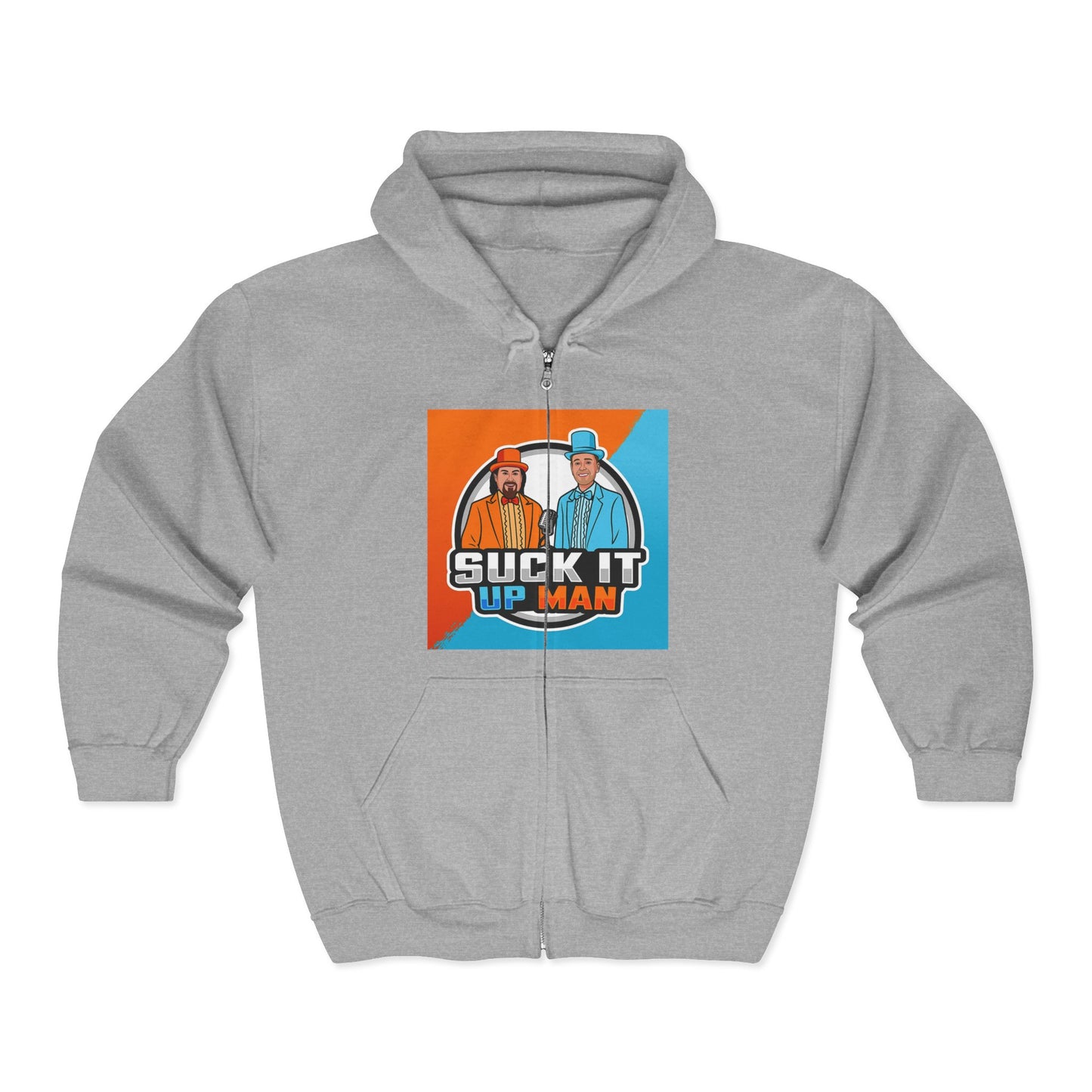 Humorous Unisex Zip-Up Hoodie - 'Suck It Up Man'