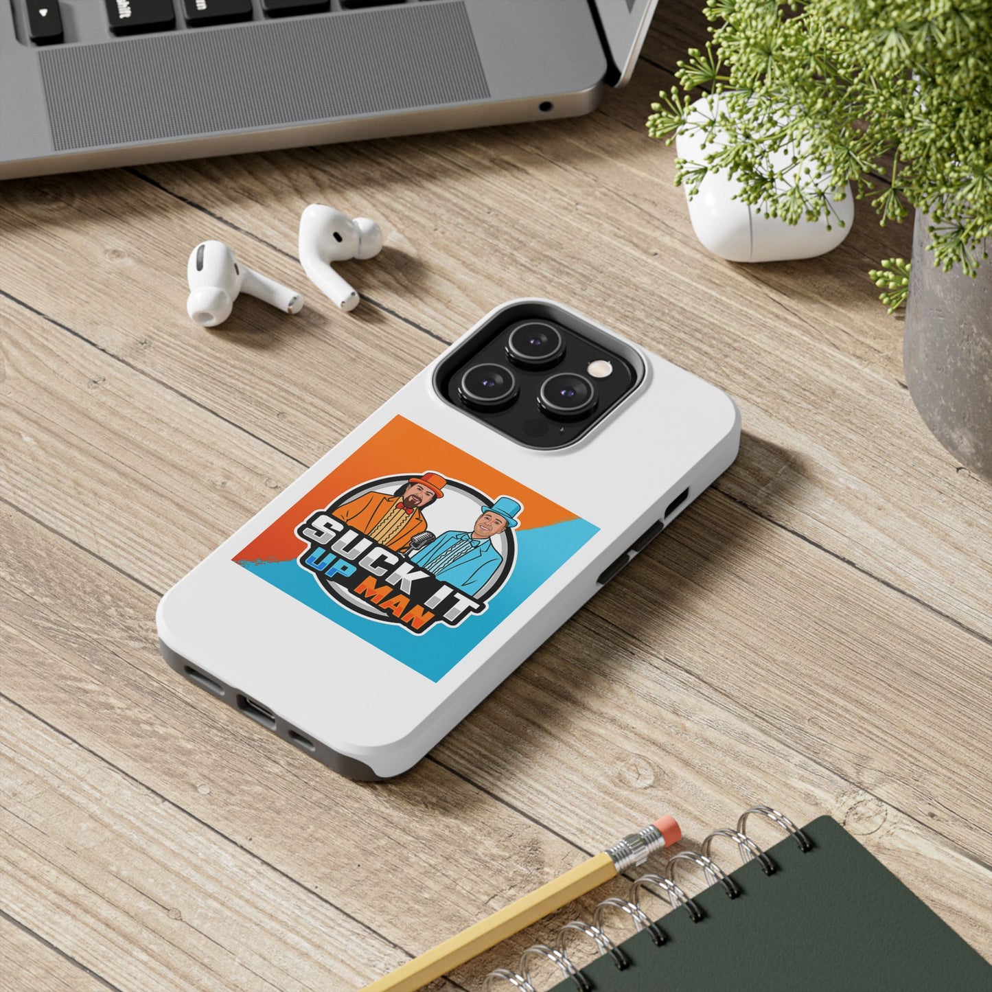 Colorful Tough Phone Case with 'Suck It Up Man' Design